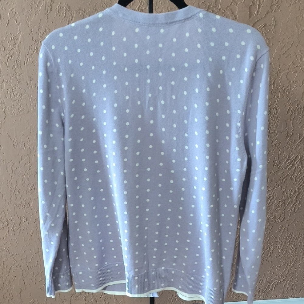 Appleseed's Lavender Polka Dot Cardigan Sweater Size PL - Picture 6 of 6